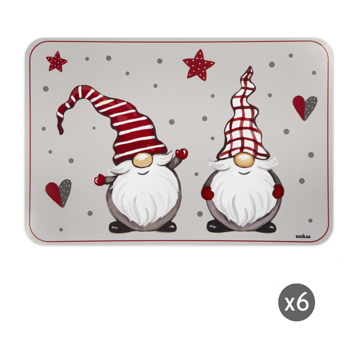 Set de 6 sets de table rectangulaires Excelsa – Gnomo, Polypropylène multicolore