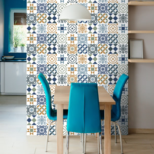 Stickers muraux - Sticker Mural Carrelage adhésif Cuisine Salle de Bain - 60 STICKERS CARREAUX DE CIMENT AZULEJOS HANA