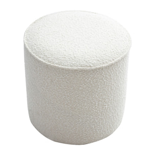 Pouf rond en tissu effet laine bouclée blanc D40 cm PAUL