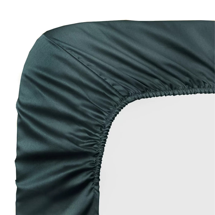 Drap housse b30 satin de coton 115 g/m² uni canard Ava uni vert anglais