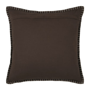Coussin décoratif carré à carreaux et motif sapin - Marron Brun