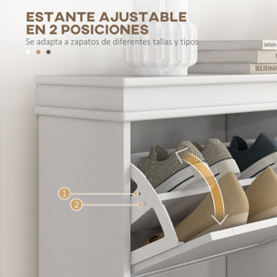 Mueble Zapatero Blanco Zapatero Estrecho con 2 Puertas Abatibles y Estantes Ajustables para 10 Pares de Zapatos para Recibidor Pasillo 54x24x82,5 cm