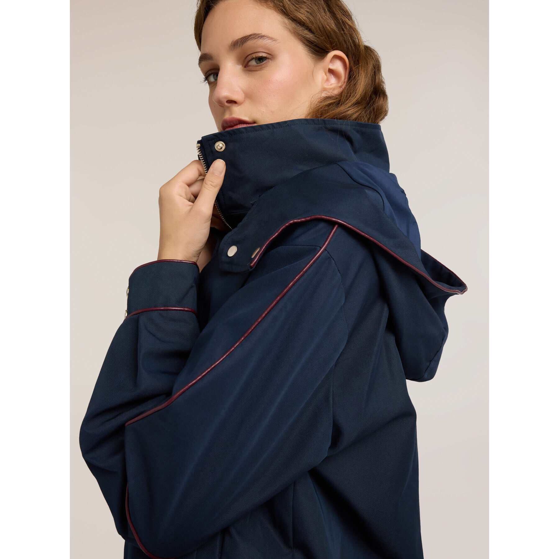 Motivi - Parka corto in cotone tecnico - Blu