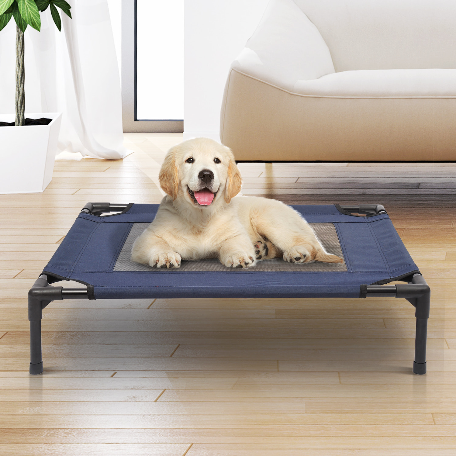 Lit pour chien chat 76L x 61l x 18H cm bleu marine