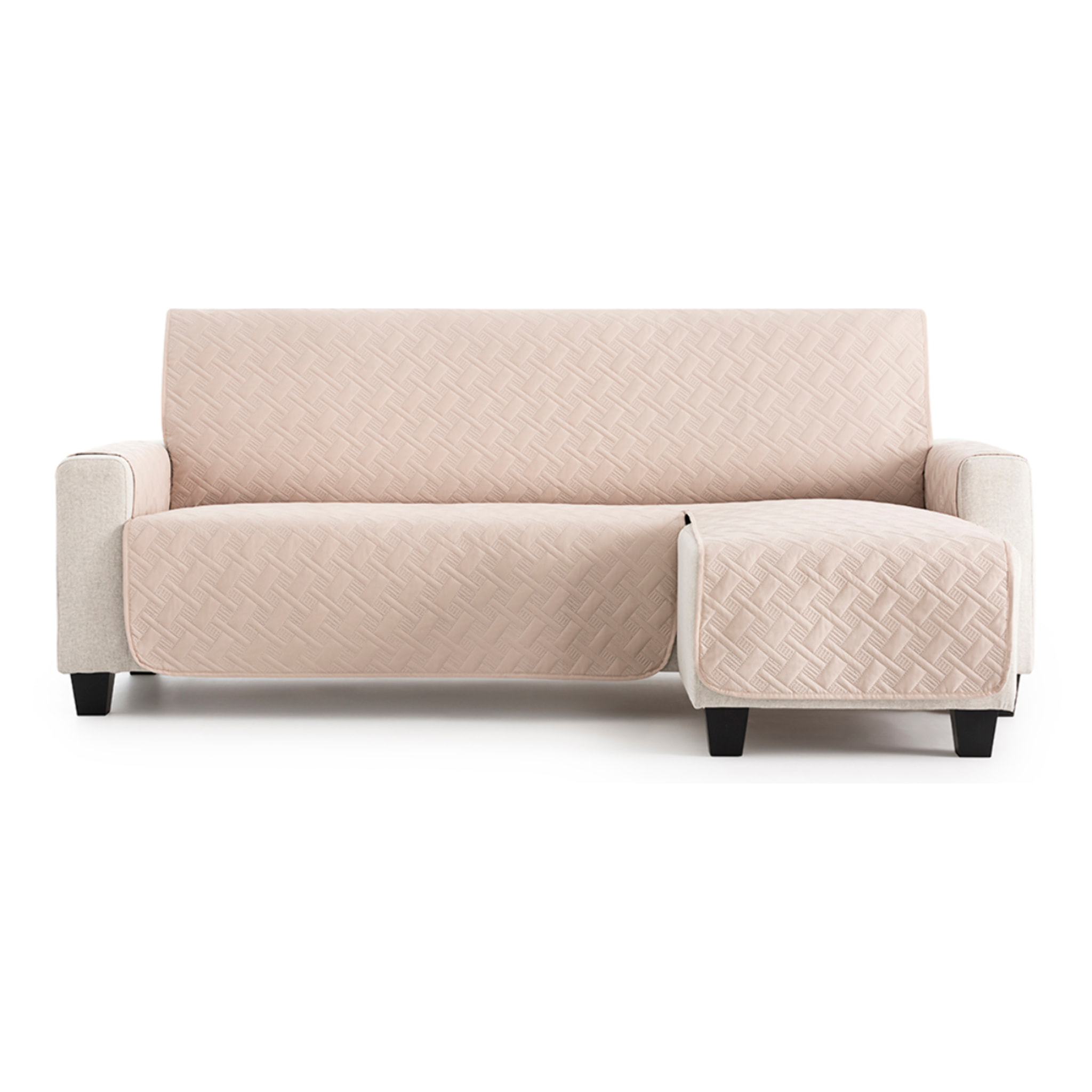 Cubre sofá para Chaise Longue DRY acolchado y antimanchas beige (brazo derecho)