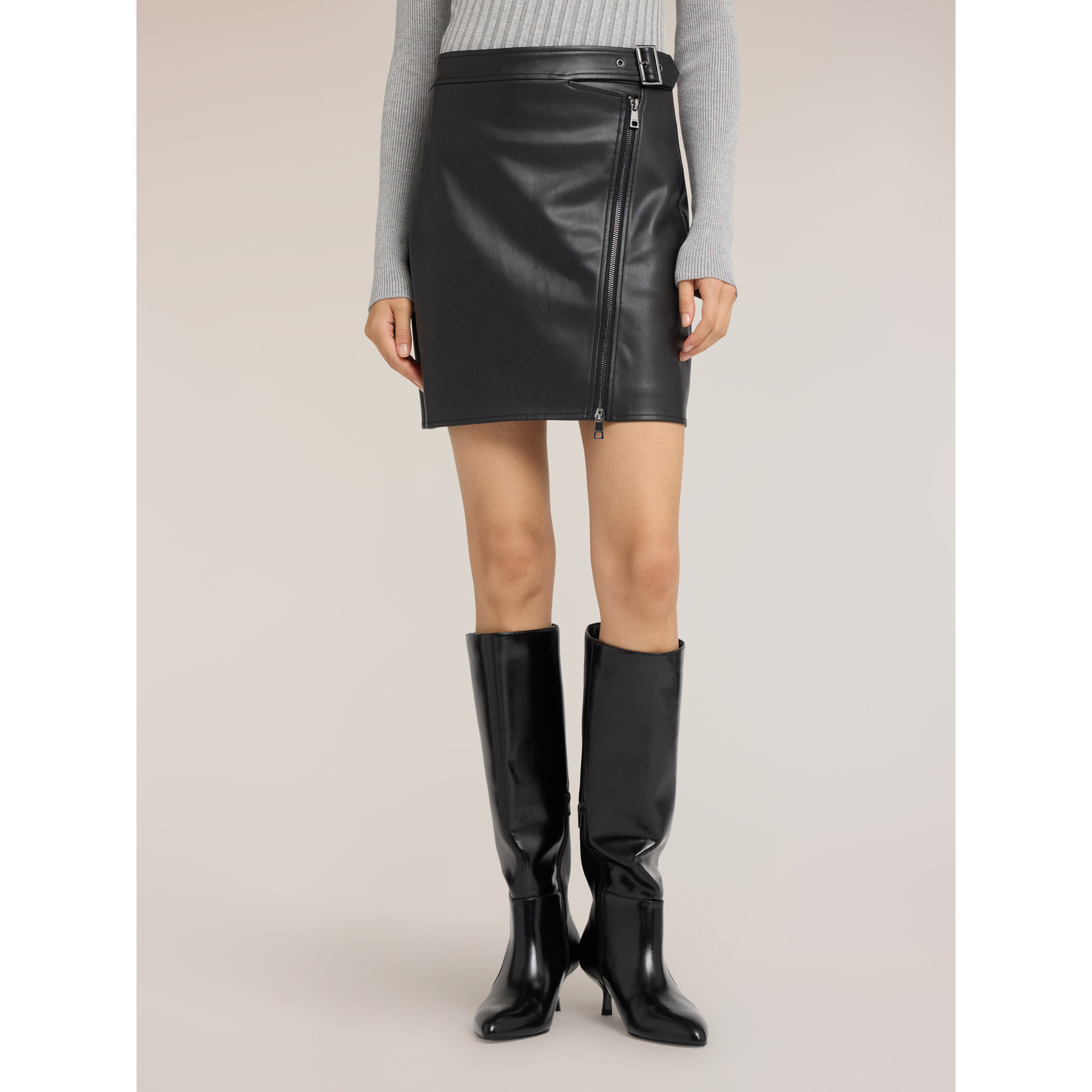 Motivi - Minifalda biker con cremallera - Negro