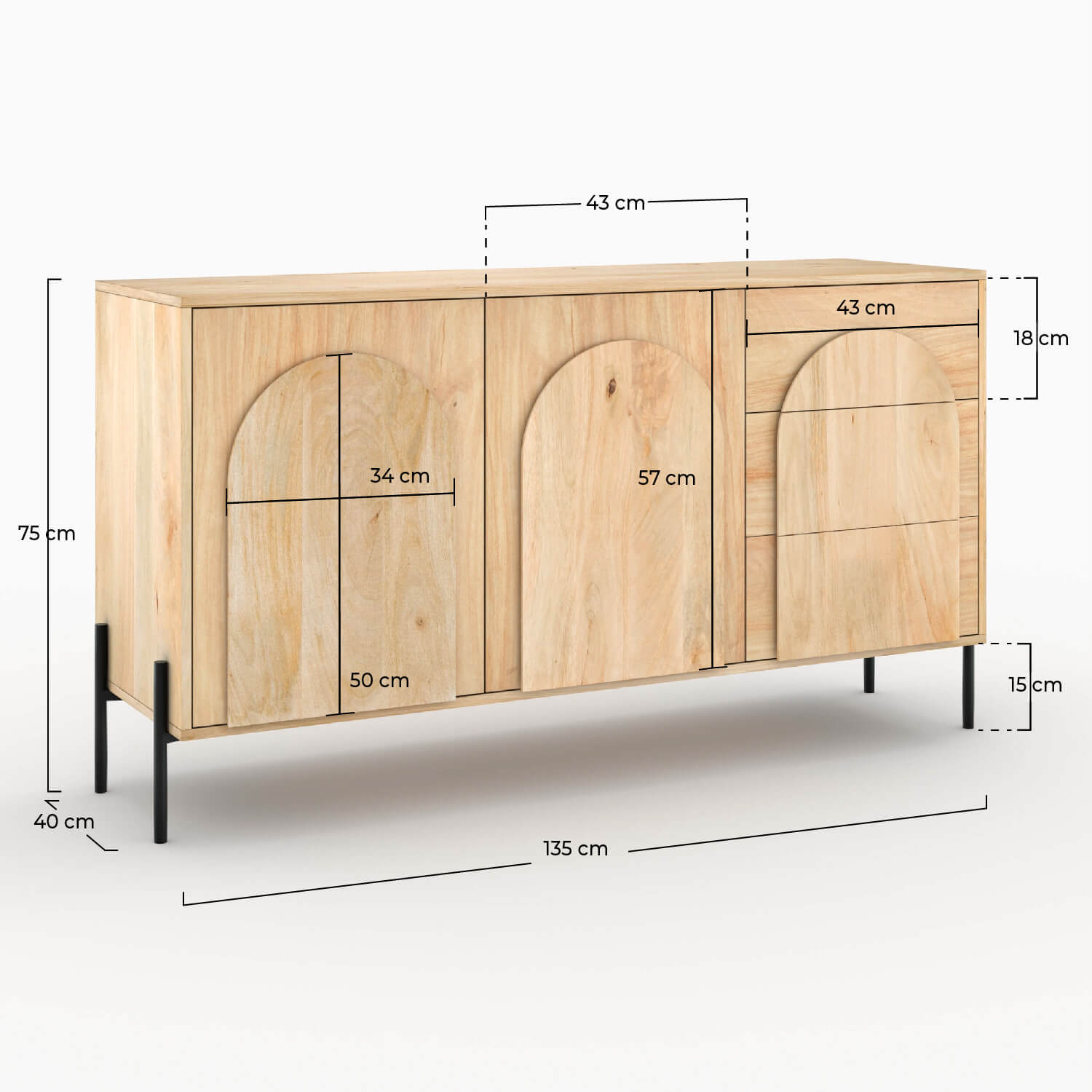 Buffet en bois de manguier - Ama