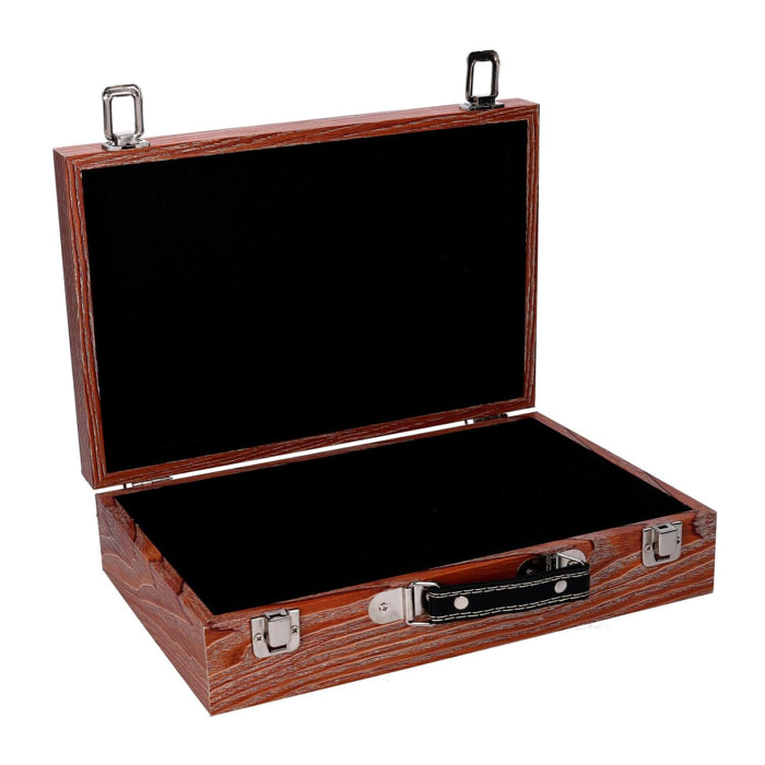 Set di 2 scatole valigia in legno verde con bordo marrone cm34x9,3h24