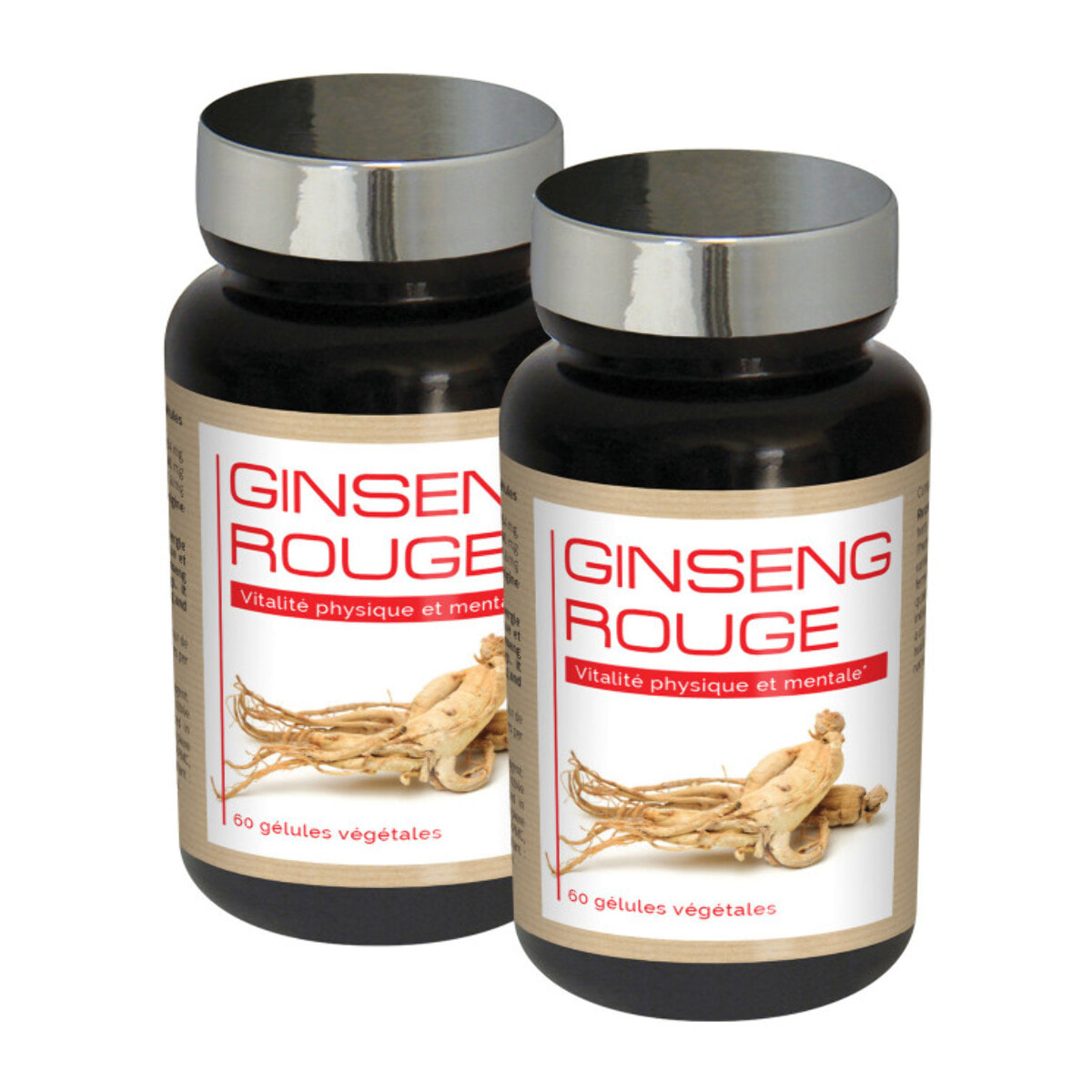 NUTRIEXPERT – Ginseng Rouge – Aide a lutter contre la fatigue et le stress – Soutien des défenses naturelles et vitalité – Stimule le système immunitaire – 100% Extraits Racine de Ginseng – Lot de 2