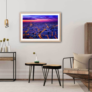 Affiche paysage paris city lights Affiche + cadre en bois - Chêne