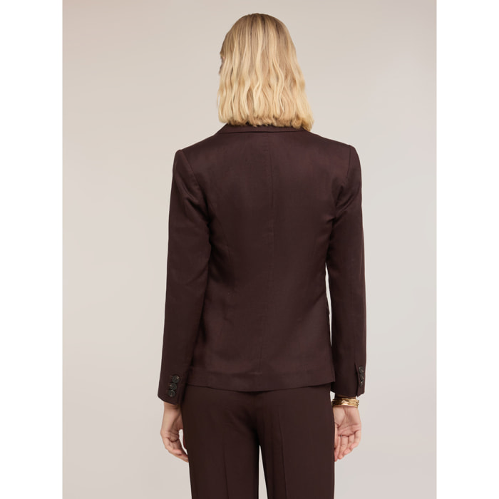 Motivi - Blazer in misto lino lyocell - Marrone