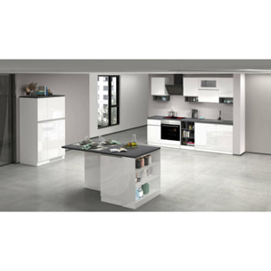 Cucina completa Dantenucc, Set da cucina modulabile, Cucina componibile con più elementi, 100% Made in Italy, Bianco lucido e Ardesia