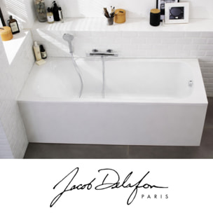 Pack baignoire droite 170 X 75 Brive + pare bain avec vidage chromé