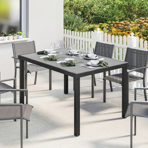 Mesa de Comedor de Jardín Rectangular, Mesa de Terraza Exterior 140x90x74 cm, con Estructura de Acero y Encimera Desmontable de WPC de Listones, Carga 50 kg, para Patio, Balcón, Gris