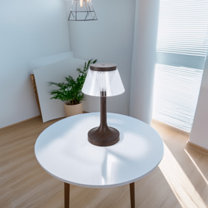 Well Home Lámpara de Mesa LED con efecto madera Recargable Ø15x27,5cm