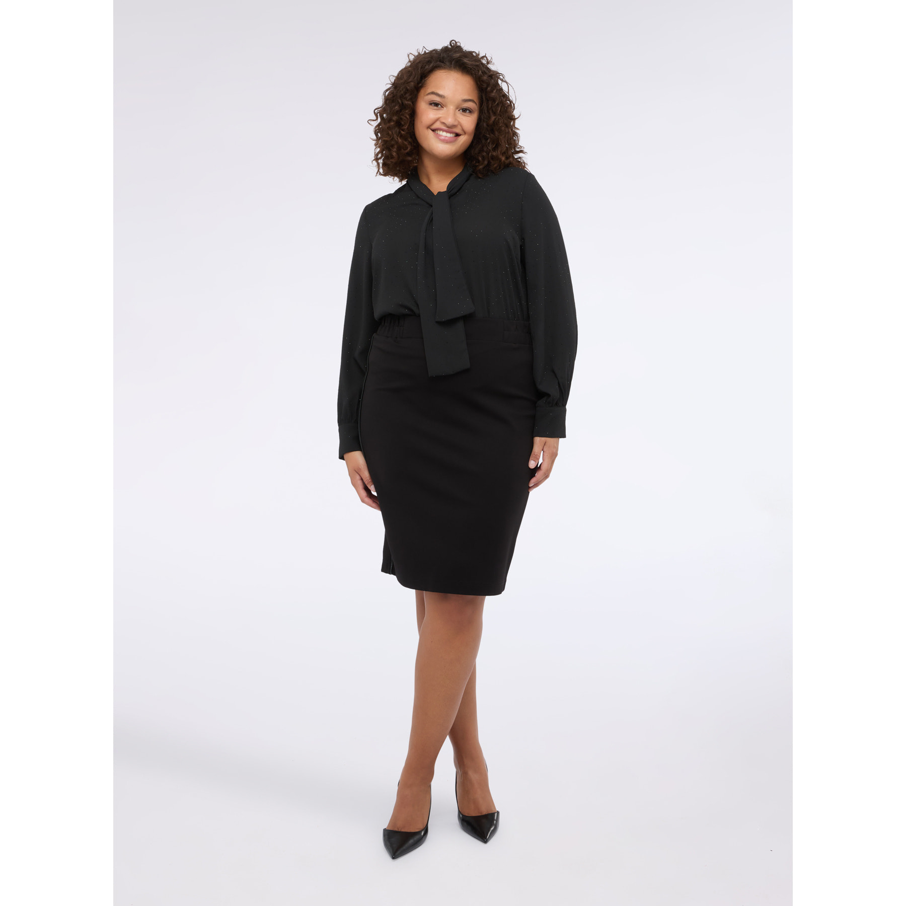 Fiorella Rubino - Falda tubo en punto Milano - Negro