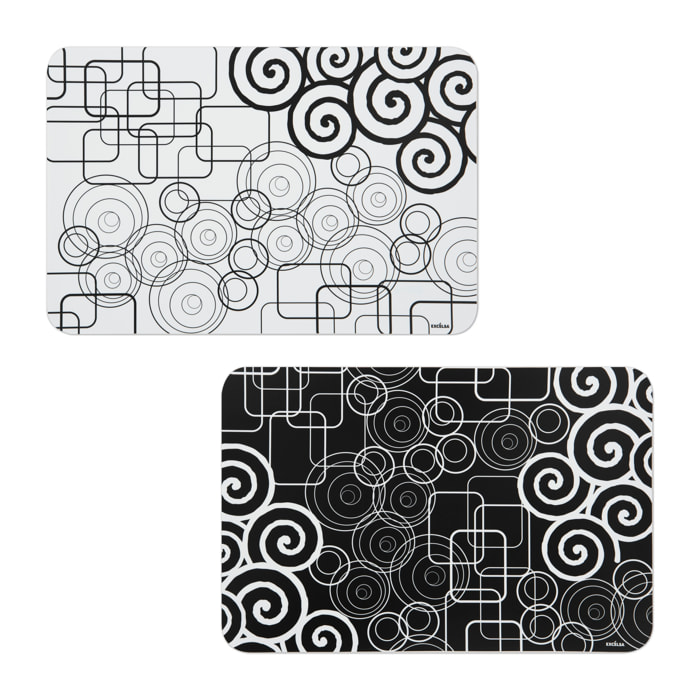 Set de 6 sets de table rectangulaires Excelsa – Magic Black, Polypropylène Multicolore