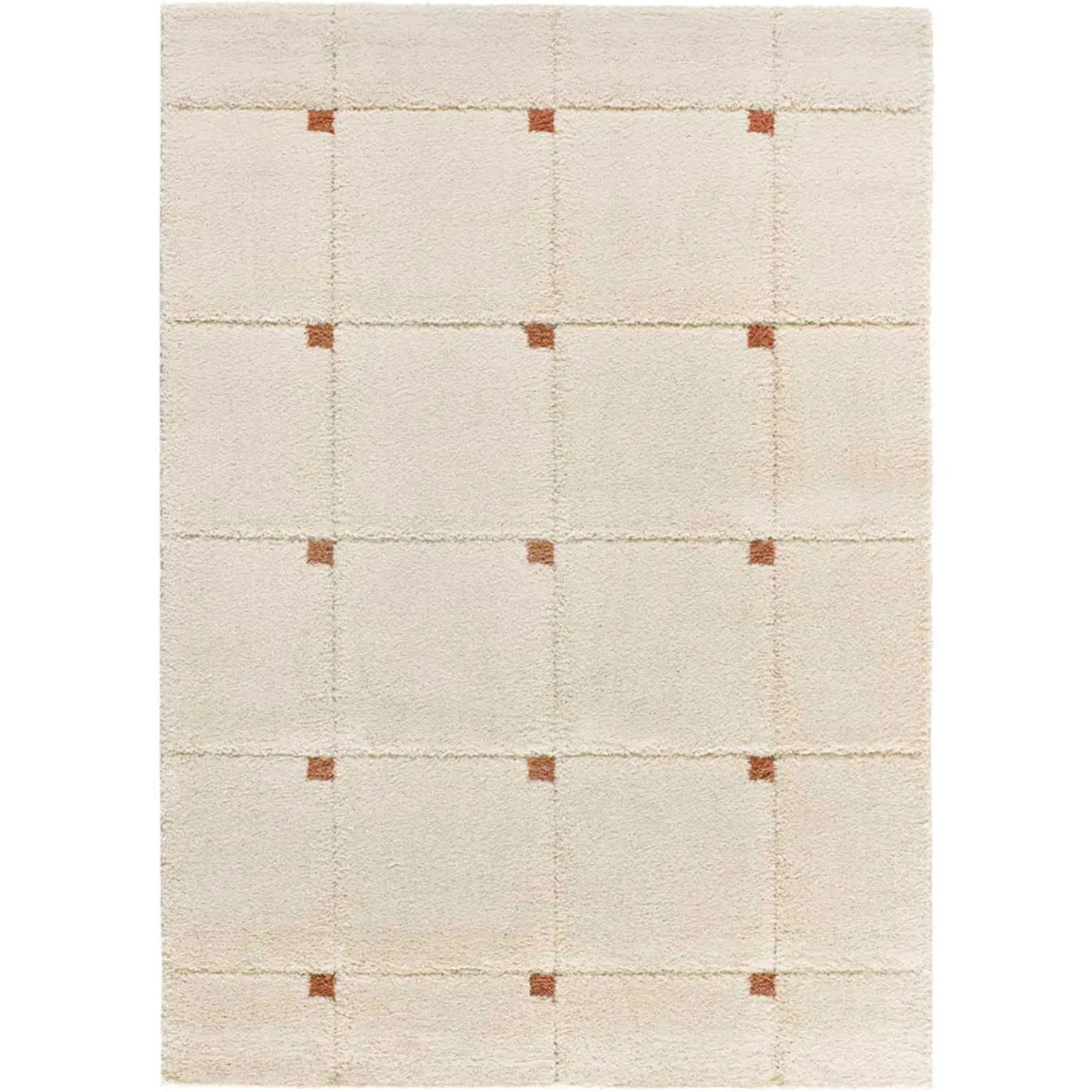 BRENDA Alfombra shaggy geométrica con relieve blanco y motivos caldera, varias medidas disponibles