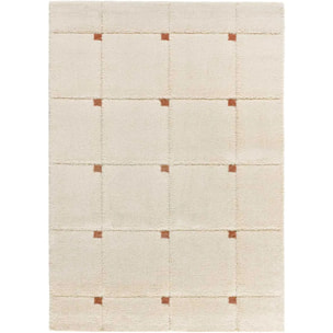 BRENDA Alfombra shaggy geométrica con relieve blanco y motivos caldera, varias medidas disponibles