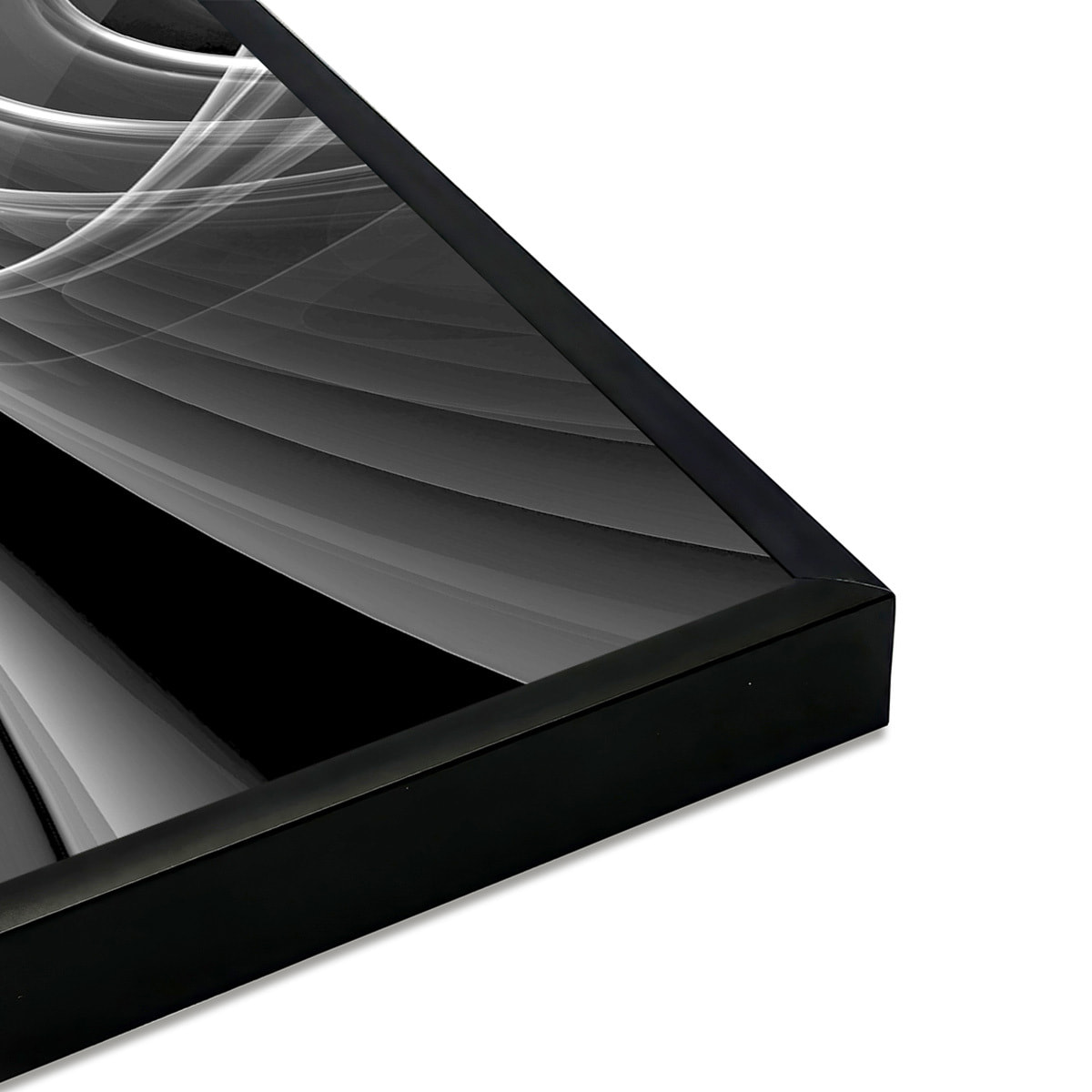 Affiche encadrée art abstrait noir et blanc fluide Affiche + cadre en métal - Noir