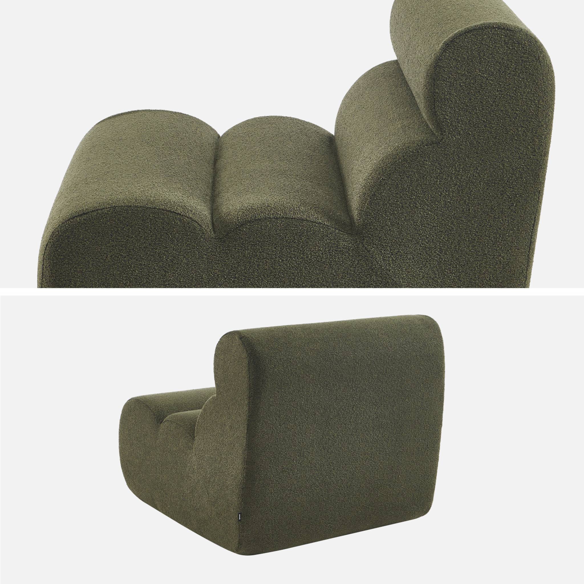 Chauffeuse bouclette texturée kaki 1 place - L 81 x P 99 x H 81cm - Nova
