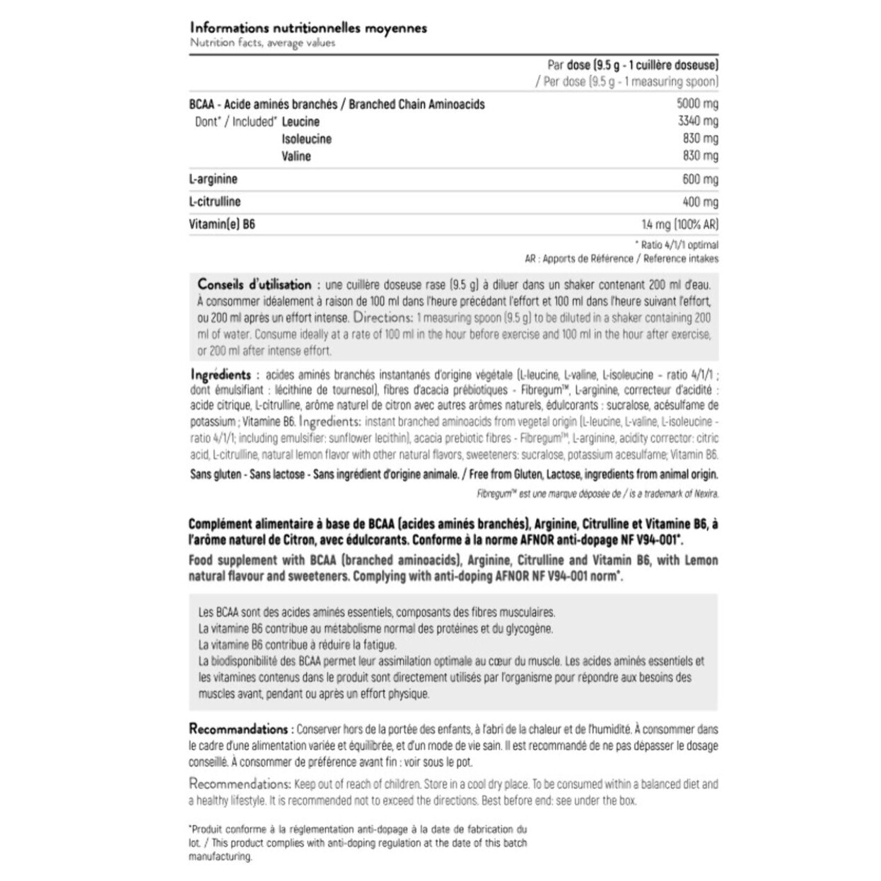 STC NUTRITION - BCAA Synergy+ - Complément alimentaire riche en acides aminés branchés - Augmente la résistance à l'effort - Réduit la fatigue musculaire - Limite les courbatures - Lot de 2