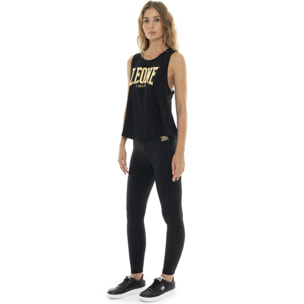 Leggings ajustados de mujer con pequeño logo 'Authentic Gold'