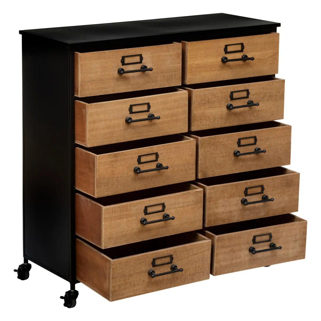 Commode double "Baris" métal et bois 10 tiroirs