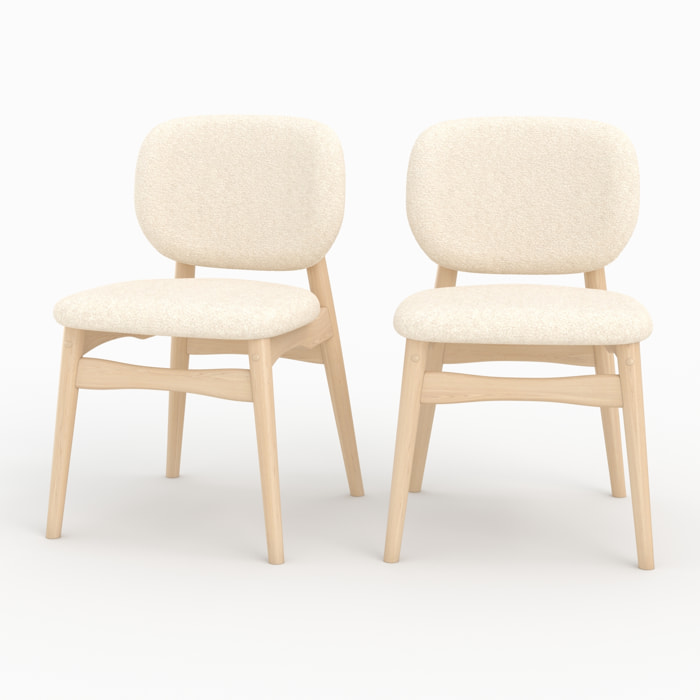 Lot de 2 chaises en tissu bouclé beige - Paulette