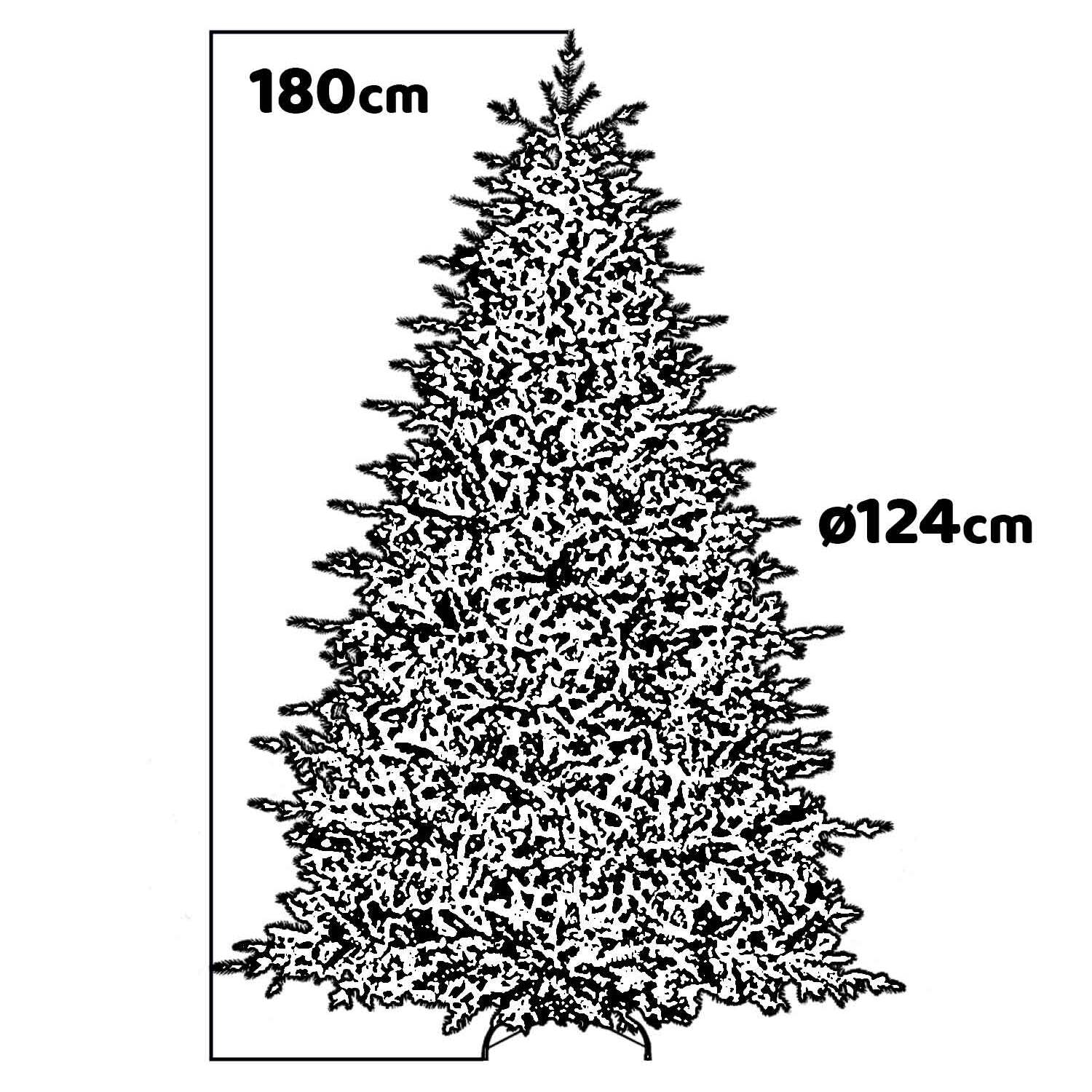 Santos - Albero di Natale con punte argentate in PE e PVC ø124x180H, 895 rami