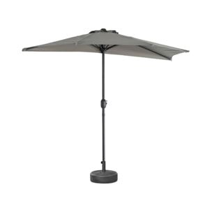 Demi-parasol de balcon Ø250cm  – CALVI – droit. mât central en aluminium avec manivelle d’ouverture. toile kaki
