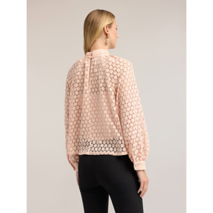Motivi - Blusa in pizzo con collo alto - Rosa