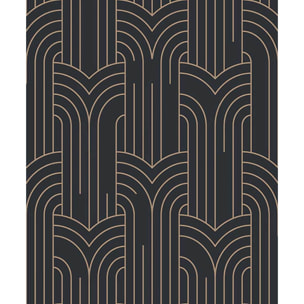 Papier peint géométrique Art Déco noir et or