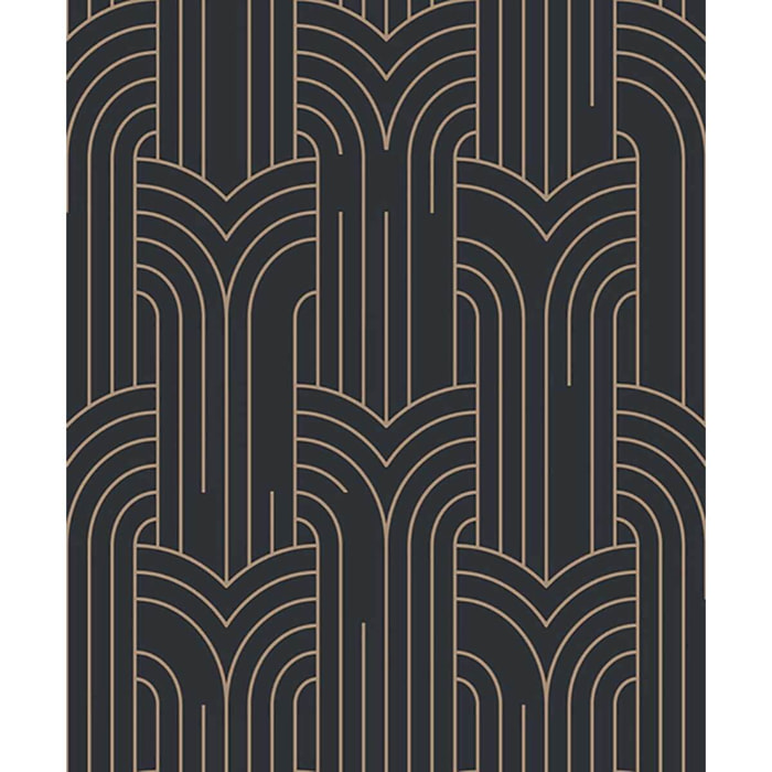 Papier peint géométrique Art Déco noir et or