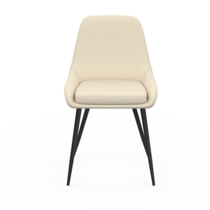 Chaises Ornella tissu beige pieds métal noirs - lot de 6