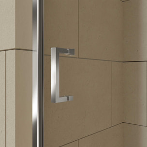 Porte de douche pivotante - 80x200 cm - Profilés Chrome - verre trempé 6 mm - CHROMED CRUSH