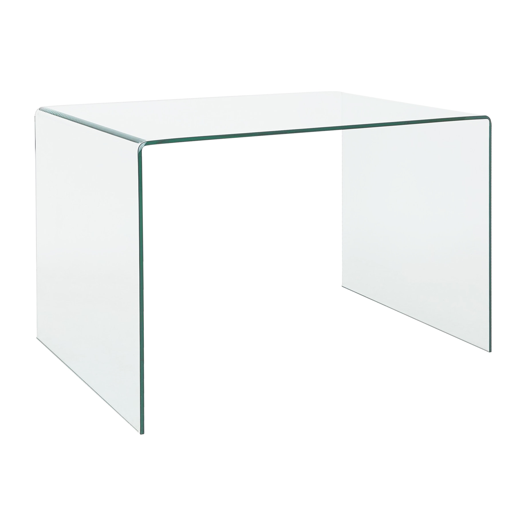 Scrivania Scrittoio da Ufficio Studio Soggiorno in Vetro Curvato Design Curvo Stile Moderno Minimal Chic - Luxury Z-09 - 120 x 74 x 70 cm Trasparente