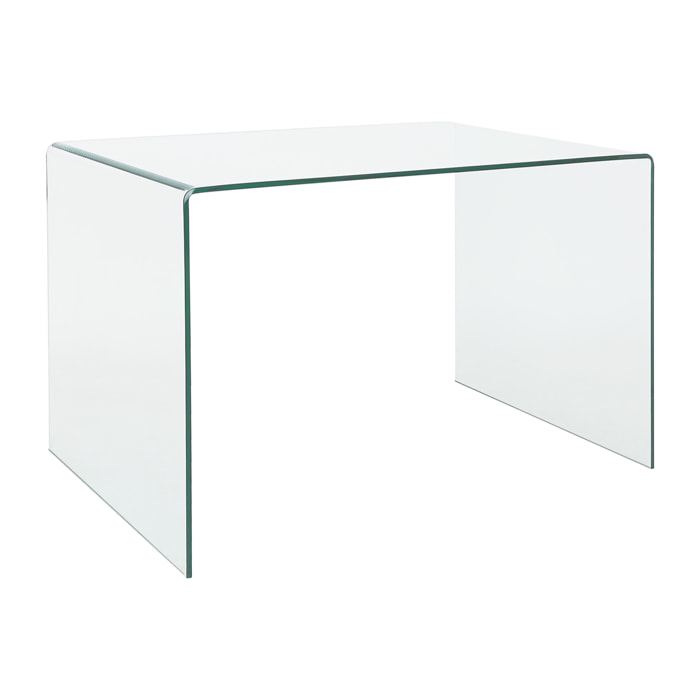 Scrivania Scrittoio da Ufficio Studio Soggiorno in Vetro Curvato Design Curvo Stile Moderno Minimal Chic - Luxury Z-09 - 120 x 74 x 70 cm Trasparente