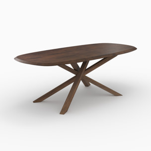 Table rectangulaire en bois d'hévéa massif foncé 10 personnes - Aladin
