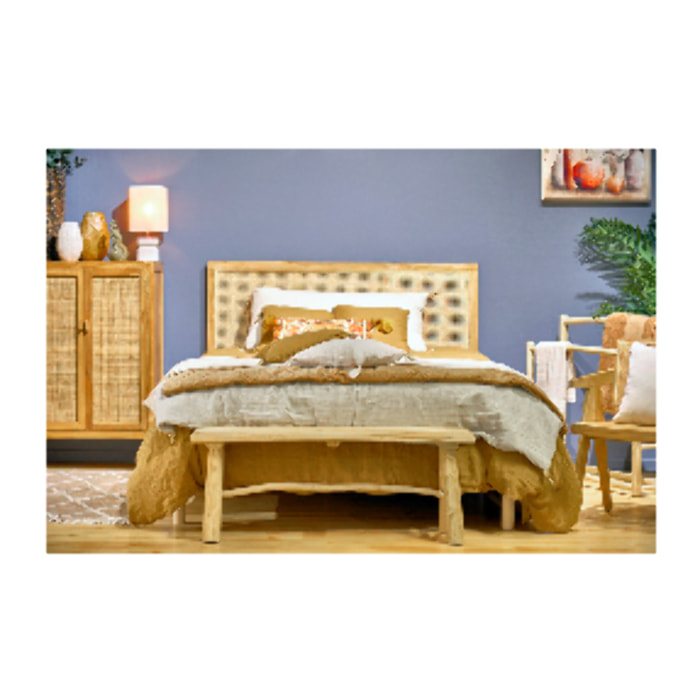 Porte serviettes 90 cm double portant en bois massif de teck - LEON