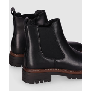 Botines de Piel - Negro - Tacón: Bajo