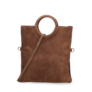 Borsa a mano da donna Made in Italy - Modello Zelia - Pelle scamosciata - 29.0 x 30.0 x 1.0 cm