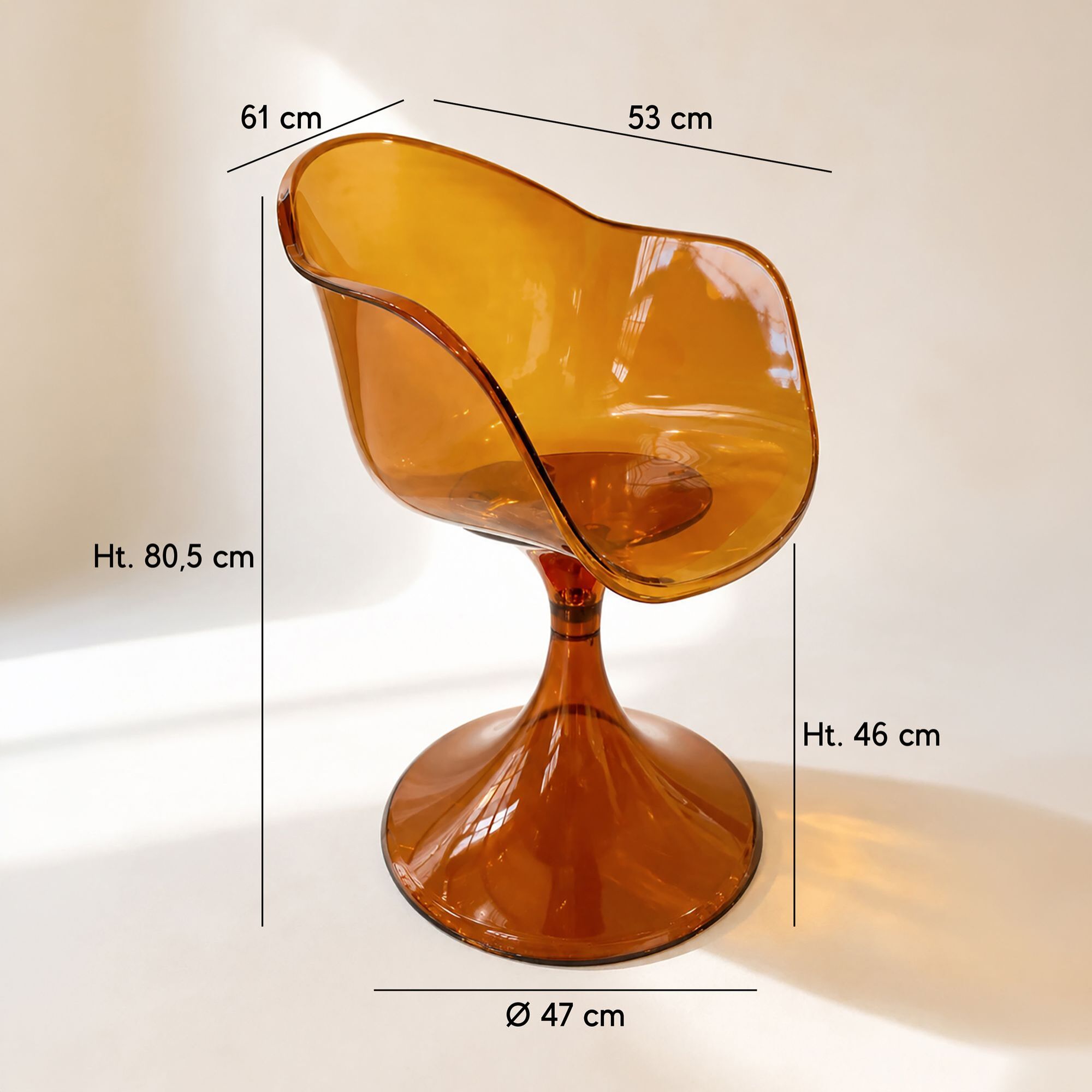 Lot de 2 fauteuils de table en polycarbonate ambre GLAM