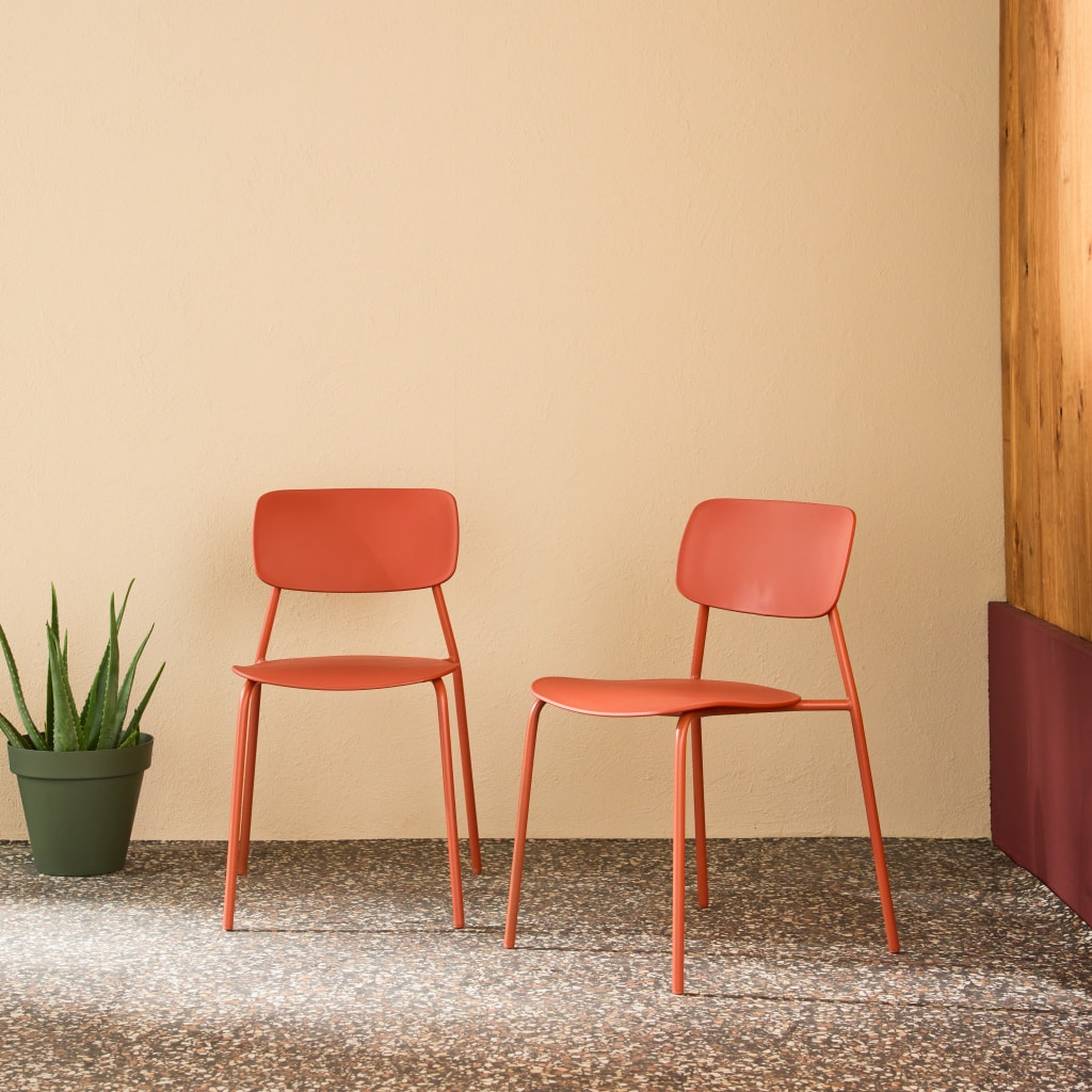 Chaise de jardin empilable acier et plastique (lot de 2) LIVA