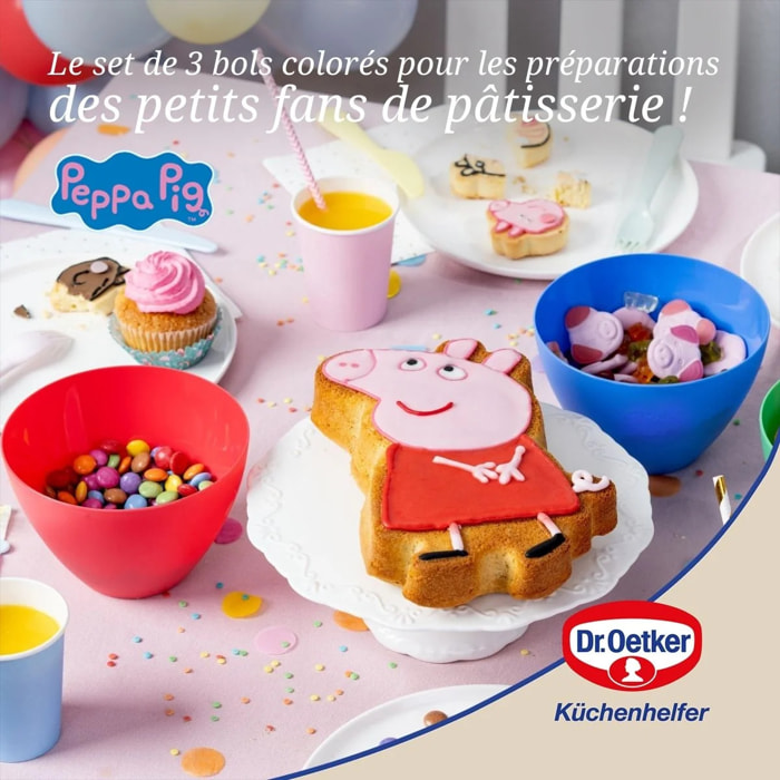 Set de 3 bols pour cuisiner avec les enfants Dr. Oetker Peppa Pig