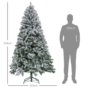 Árbol de Navidad 210 cm Árbol de Navidad Artificial Nevado con 1021 Ramas y Soporte de Metal Árbol Navideño para Salón Interior Verde
