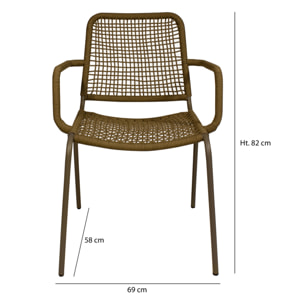 Lot de 2 fauteuils de table d'extérieur en corde empilables TALIM