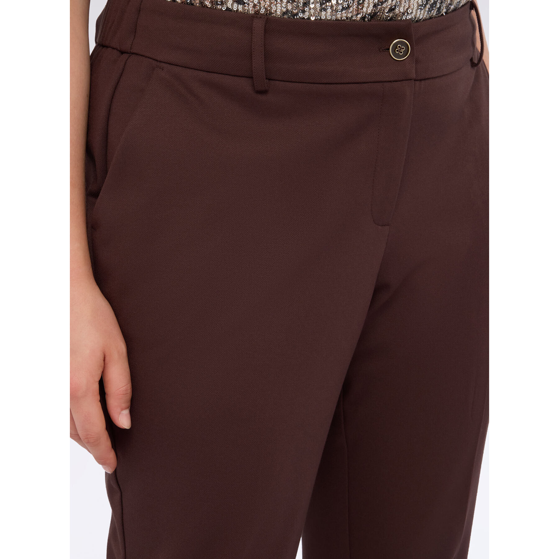 Fiorella Rubino - Pantalones New York en punto Milano - Marrón