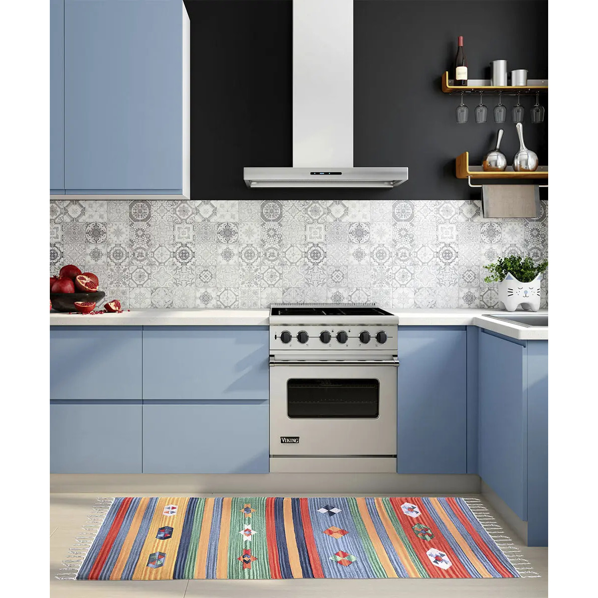 Tappeto kilim multiuso 100% cotone lavabile Tappeto salotto, soggiorno, camera da letto