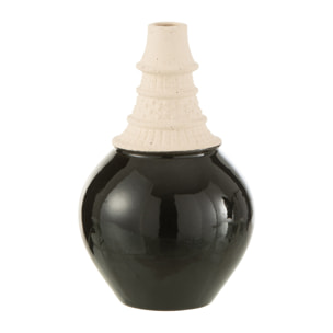 J-Line vase Col Haut - céramique - noir/beige - small - 26 cm de hauteur